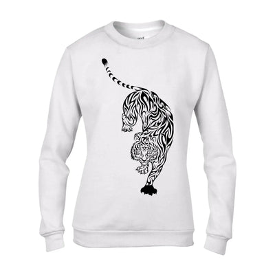 Tiger Large Print Tattoo Hipster Women's Sweatshirt Jumper XXL / White