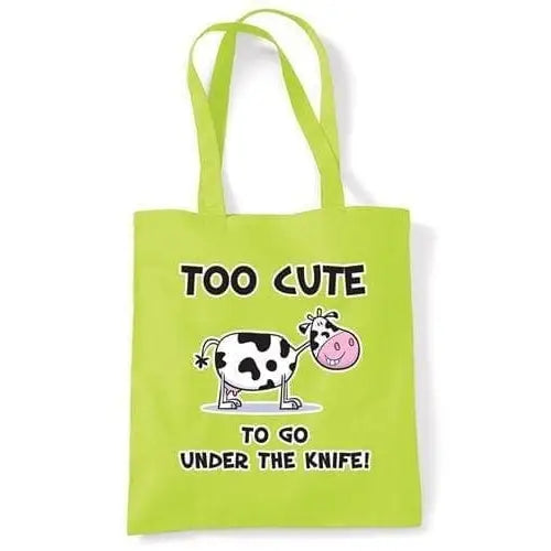 Vegetarian 'Cows Are For Mooing' Tote Bag - Cream Cotton Reusable Shopping Bag - View #9