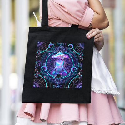 Magic Mushrooms Meditation Psychedelic Shoulder Shopping Tote Bag