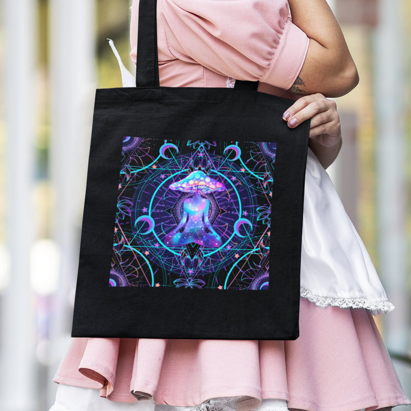Magic Mushrooms Meditation Psychedelic Shoulder Shopping Tote Bag