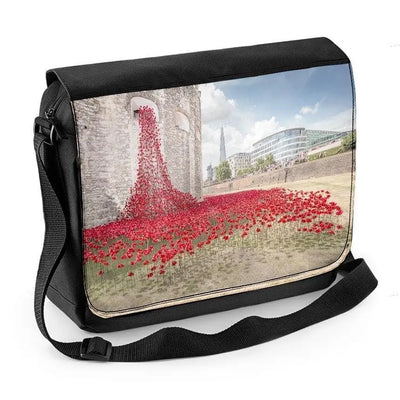 Tower of London Poppies Window View Laptop Messenger Bag