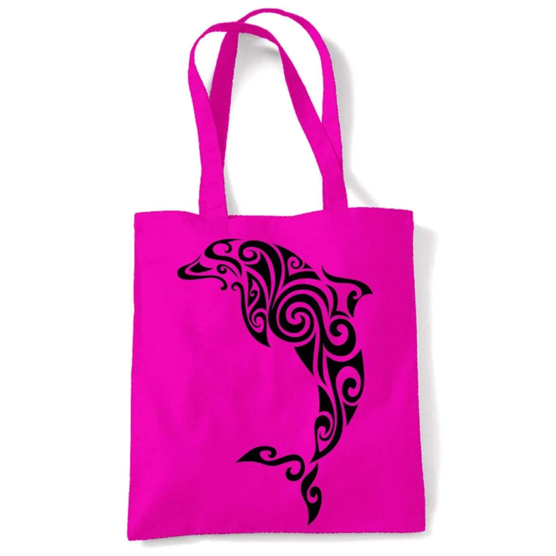 Tribal Dolphin Tattoo Large Print Tote Shoulder Shopping Bag