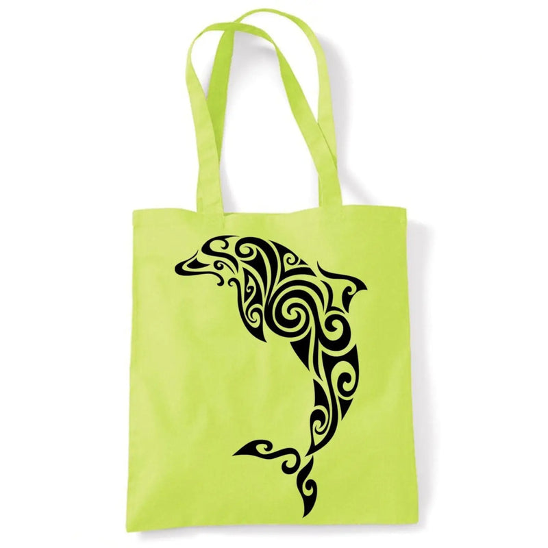 Tribal Dolphin Tattoo Large Print Tote Shoulder Shopping Bag