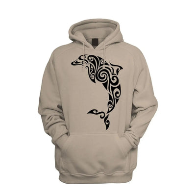 Tribal Dolphin Tattoo Men's Pouch Pocket Hoodie Hooded Sweatshirt XXL / Khaki