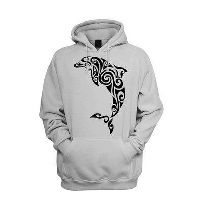 Tribal Dolphin Tattoo Men's Pouch Pocket Hoodie Hooded Sweatshirt XXL / Light Grey