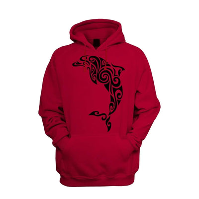 Tribal Dolphin Tattoo Men's Pouch Pocket Hoodie Hooded Sweatshirt XXL / Red