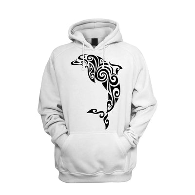 Tribal Dolphin Tattoo Men's Pouch Pocket Hoodie Hooded Sweatshirt XXL / White
