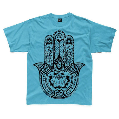Tribal Hamsa Hand Of Fatima Tattoo Large Print Kids Children's T-Shirt 3-4 / Sapphire Blue