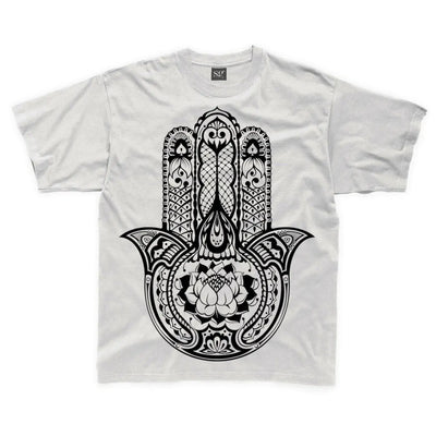 Tribal Hamsa Hand Of Fatima Tattoo Large Print Kids Children's T-Shirt 3-4 / White