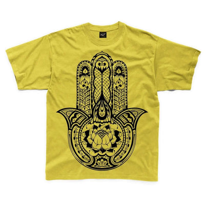 Tribal Hamsa Hand Of Fatima Tattoo Large Print Kids Children's T-Shirt 3-4 / Yellow