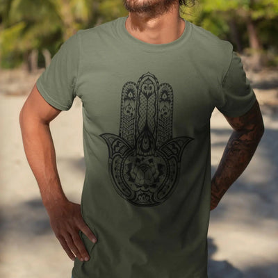 Tribal Hamsa Hand Of Fatima Tattoo Large Print Men’s T-Shirt