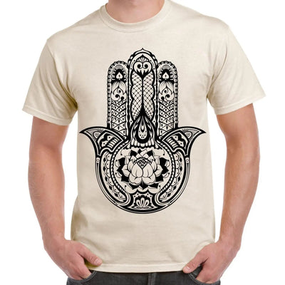Tribal Hamsa Hand Of Fatima Tattoo Large Print Men's T-Shirt XL / Cream