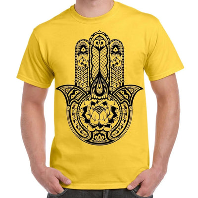 Tribal Hamsa Hand Of Fatima Tattoo Large Print Men's T-Shirt XL / Yellow