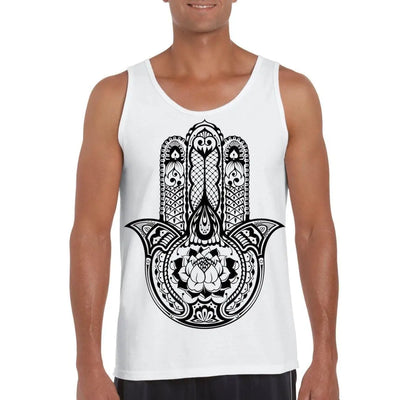 Tribal Hamsa Hand Of Fatima Tattoo Large Print Men's Vest Tank Top M / White