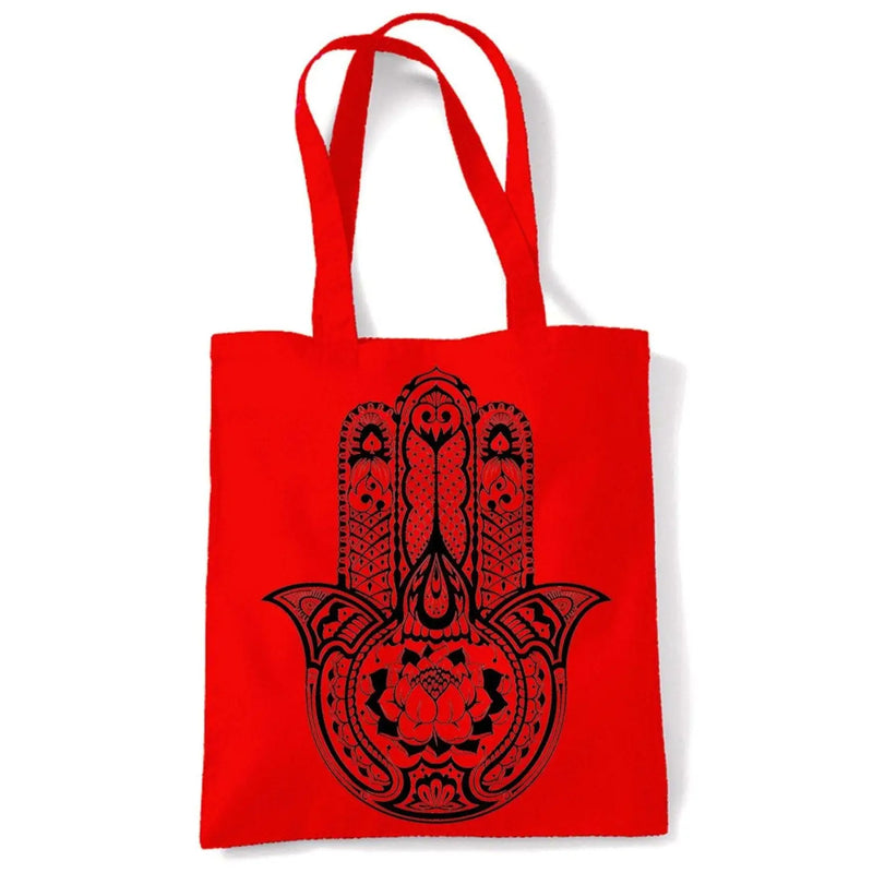 Tribal Hamsa Hand Of Fatima Tattoo Large Print Tote Shoulder Shopping Bag