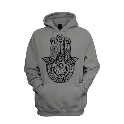 Tribal Hamsa Hand Of Fatima Tattoo Men's Pouch Pocket Hoodie Hooded Sweatshirt L / Charcoal