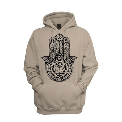 Tribal Hamsa Hand Of Fatima Tattoo Men's Pouch Pocket Hoodie Hooded Sweatshirt L / Khaki