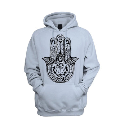 Tribal Hamsa Hand Of Fatima Tattoo Men's Pouch Pocket Hoodie Hooded Sweatshirt L / Light Blue