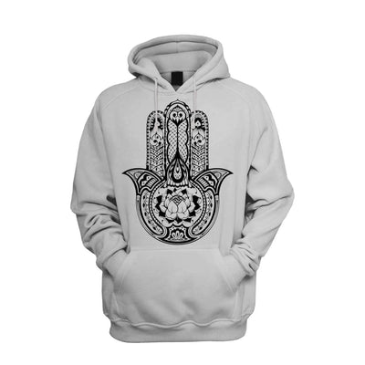 Tribal Hamsa Hand Of Fatima Tattoo Men's Pouch Pocket Hoodie Hooded Sweatshirt L / Light Grey