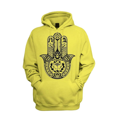 Tribal Hamsa Hand Of Fatima Tattoo Men's Pouch Pocket Hoodie Hooded Sweatshirt L / Yellow