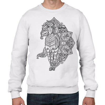 Tribal Horse Mandala Tattoo Hipster Men's Sweatshirt Jumper XXL / White