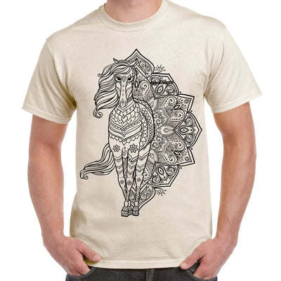 Tribal Horse Tattoo Large Print Men's T-Shirt M / Cream