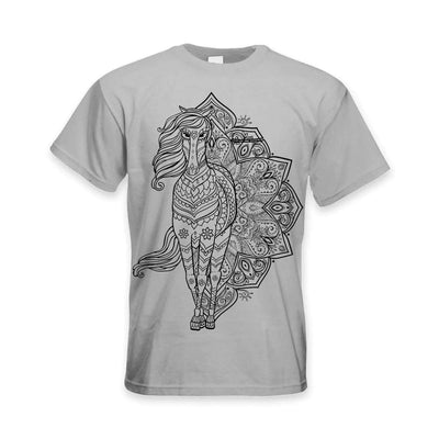 Tribal Horse Tattoo Large Print Men's T-Shirt M / Light Grey