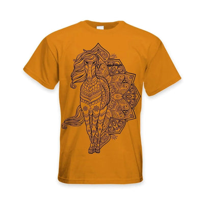 Tribal Horse Tattoo Large Print Men's T-Shirt M / Orange