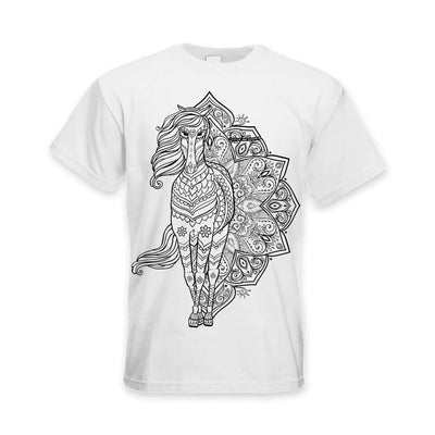 Tribal Horse Tattoo Large Print Men's T-Shirt M / White
