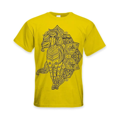 Tribal Horse Tattoo Large Print Men's T-Shirt M / Yellow