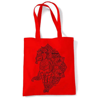 Tribal Horse Tattoo Large Print Tote Shoulder Shopping Bag