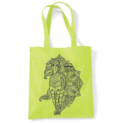 Tribal Horse Tattoo Large Print Tote Shoulder Shopping Bag