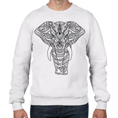 Tribal Indian Elephant Tattoo Hipster Men's Sweatshirt Jumper S / White