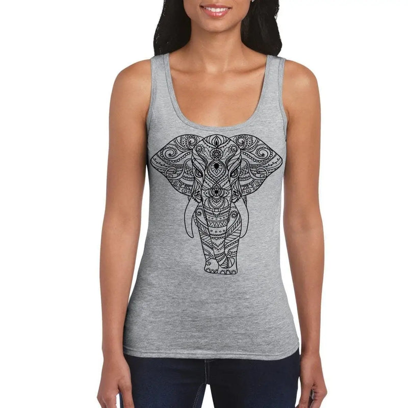 Tribal Indian Elephant Tattoo Large Print Women&