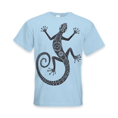 Tribal Lizard Tattoo Large Print Men's T-Shirt 3XL / Light Blue