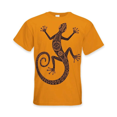 Tribal Lizard Tattoo Large Print Men's T-Shirt 3XL / Orange