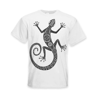 Tribal Lizard Tattoo Large Print Men's T-Shirt 3XL / White