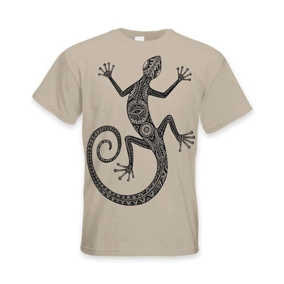 Tribal Lizard Tattoo Large Print Men's T-Shirt XL / Khaki