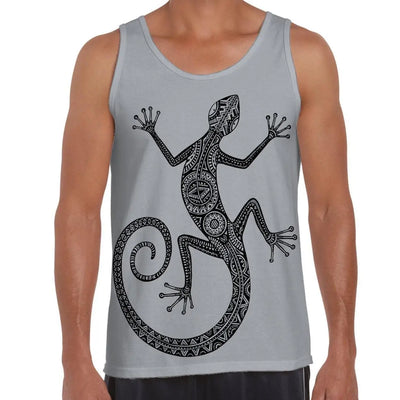 Tribal Lizard Tattoo Large Print Men's Vest Tank Top XXL / Light Grey