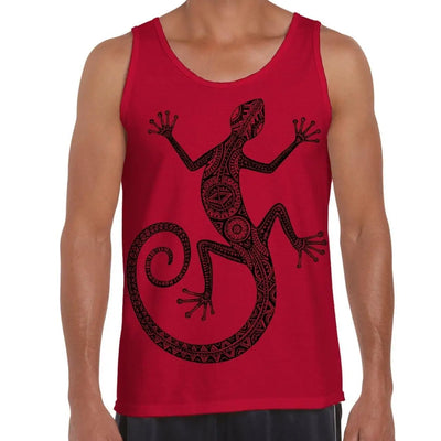 Tribal Lizard Tattoo Large Print Men's Vest Tank Top XXL / Red