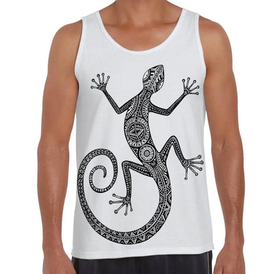 Tribal Lizard Tattoo Large Print Men's Vest Tank Top XXL / White