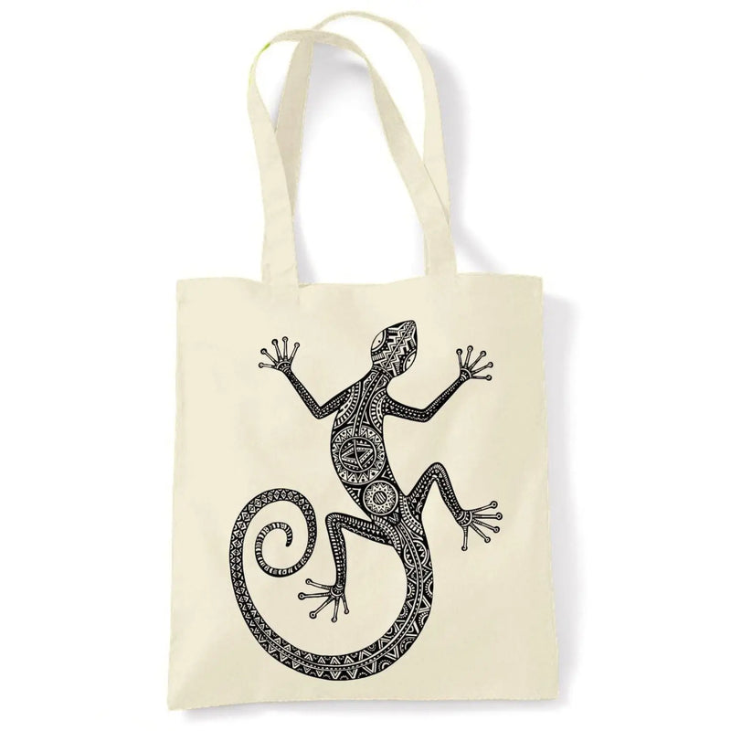 Tribal Lizard Tattoo Large Print Tote Shoulder Shopping Bag