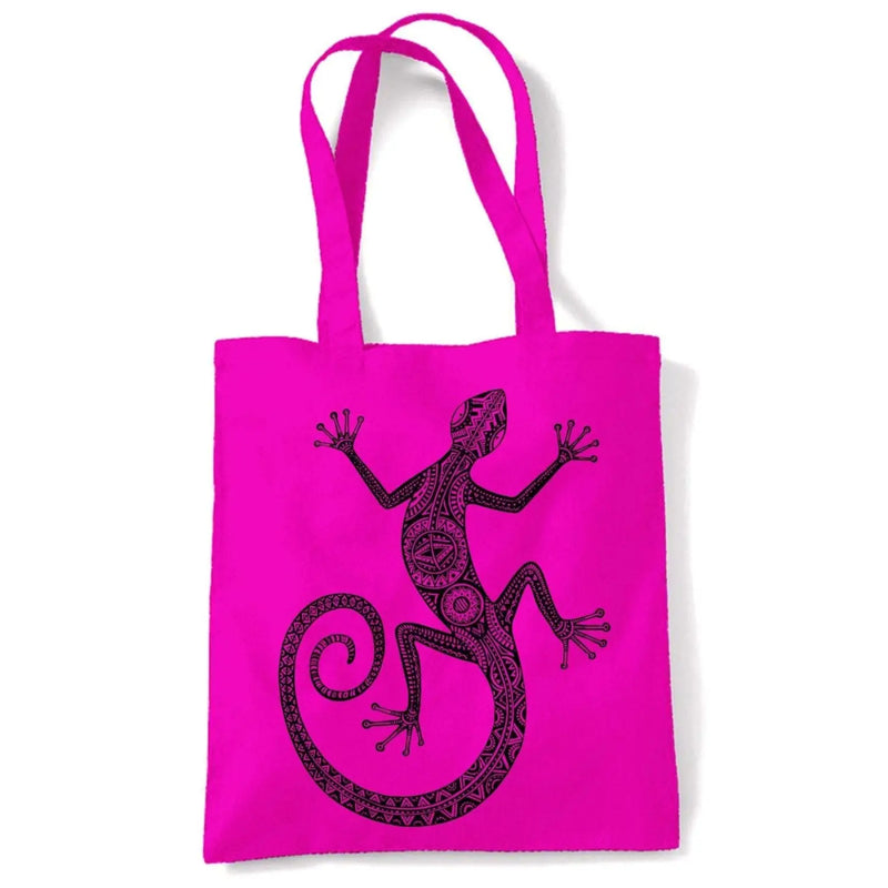 Tribal Lizard Tattoo Large Print Tote Shoulder Shopping Bag