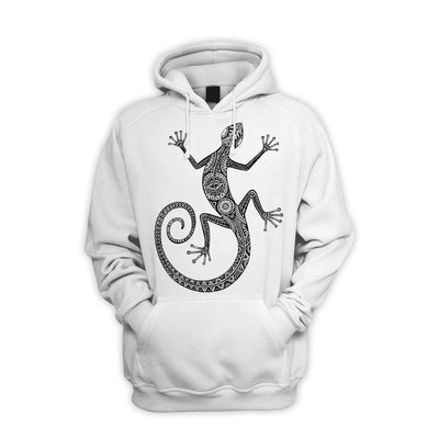 Tribal Lizard Tattoo Men's Pouch Pocket Hoodie Hooded Sweatshirt S / White