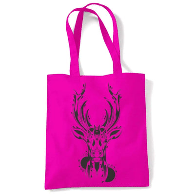 Tribal Stags Head Large Print Tote Shoulder Shopping Bag