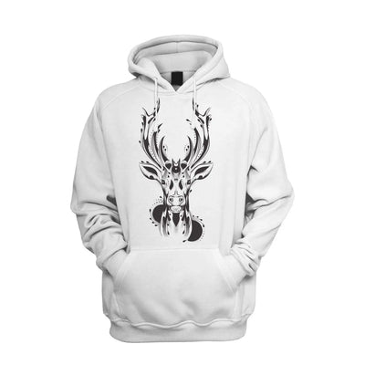 Tribal Stags Head Men's Pouch Pocket Hoodie Hooded Sweatshirt XXL / White