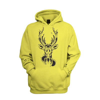 Tribal Stags Head Men's Pouch Pocket Hoodie Hooded Sweatshirt XXL / Yellow