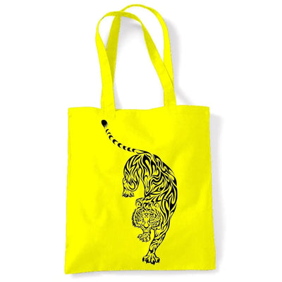 Tribal Tiger Tattoo Large Print Tote Shoulder Shopping Bag