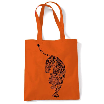 Tribal Tiger Tattoo Large Print Tote Shoulder Shopping Bag