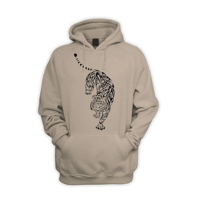Tribal Tiger Tattoo Men's Pouch Pocket Hoodie Hooded Sweatshirt L / Khaki